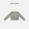  COCO ZONE2024时尚黑白条纹设计感V领双排扣针织衫24C10310 商品缩略图1