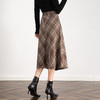 百媚生 高腰毛呢格子半身裙女冬季加厚保暖中长裙韩版宽松伞裙W3757 商品缩略图3