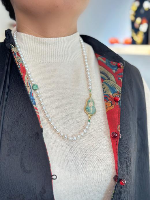 非遗宋锦葫芦大漆珠国风珍珠多用链 商品图5