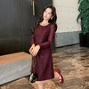 奢姿2025年秋季新款大码女装圆领小香风裙子胖妹妹拼接通勤连衣裙9943827357 商品缩略图1