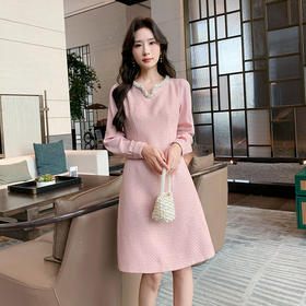 奢姿大码女装2025秋季气质半开领裙子胖妹妹时尚小香风拼接连衣裙9943863229