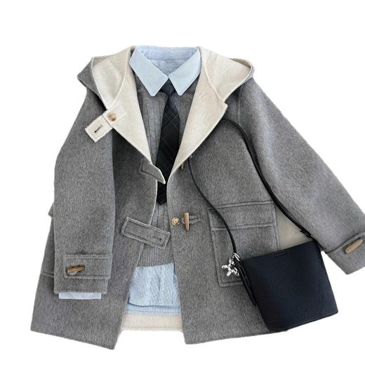 【漫游冬季】2024新款学院风格雷系复古时尚牛角扣少女感甜妹毛呢大衣外套 商品图4