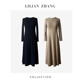 爱的华尔兹—多元风貌艺术风、舒适极简纯色长袖连衣裙 2401231