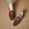 【预售5天】圆头山茶花一脚蹬乐福鞋女冬季加绒粗低跟深口单鞋ML&ML-198 商品缩略图4