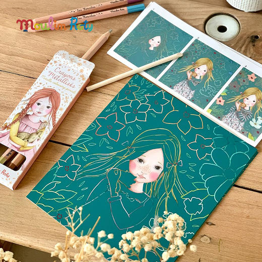 Moulin Roty 艺术刮刮卡 创意美学 适合年龄3岁+ 花朵女孩系列 艺术培养 法国 710606 商品图3