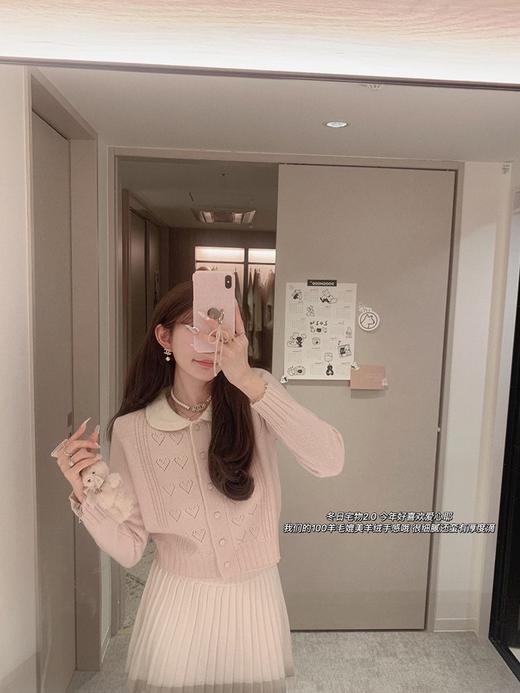 金蘑菇菇Tous les jours冬日宅物2.0/100wool 乖甜系爱心钩花内搭 商品图2