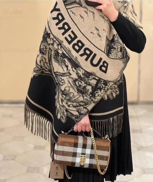 代工厂羊绒羊毛真丝围巾B家双面流苏围巾披肩 商品图3