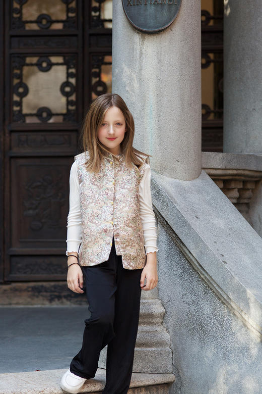 盛唐牡丹|儿童系列|Kids 牛首龙纹对襟马甲 商品图0