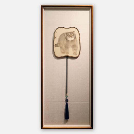 罗玉鑫扇面国画27x27CM《扇面·兔狲（2）》一手绘扇面工笔国画作品[原作编号GH0395] 商品图0