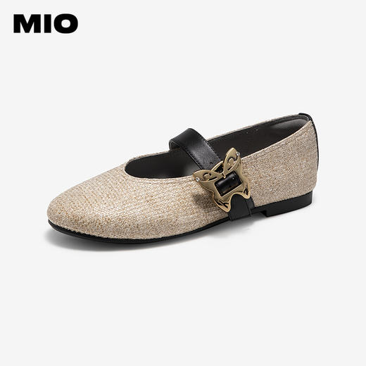 MIO米奥春季新款编织休闲复古玛丽珍鞋蝴蝶金属时尚布面单鞋M251440828 商品图0