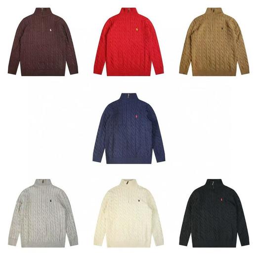 RALPHLAUREN/拉夫劳伦经典战马小标刺绣logo保罗polo高领套头半拉链针织麻花毛衣针织衫男女同款（BG） 商品图0
