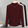 丁摩 女装半高领女士t恤长袖秋季气质正肩袖收腰显瘦上衣4ZF-6836 商品缩略图0