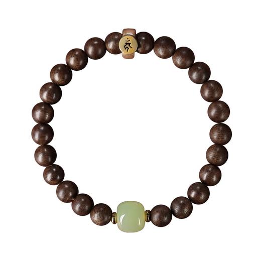 【经典】天然和田玉沉香木十二生肖手串 925银本命年沉香手链和田青玉福运珠转运珠带证书 商品图4