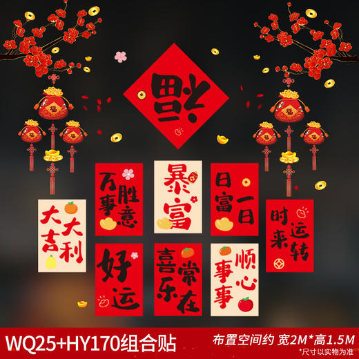 【新年玻璃贴纸，多款可选，装点喜庆年味】2025新款蛇年橱窗贴 新年装饰贴画 春节过年窗花贴 玻璃门贴纸组合-QQ 商品图11
