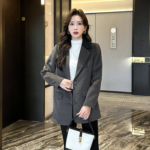 奢姿2025春季新款大码女装西装领休闲上衣胖妹妹气质通勤外套9943391637 商品图0