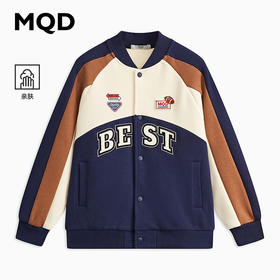 【MQD】童装男大童春新款学院风字母撞色卡通棒球领外套