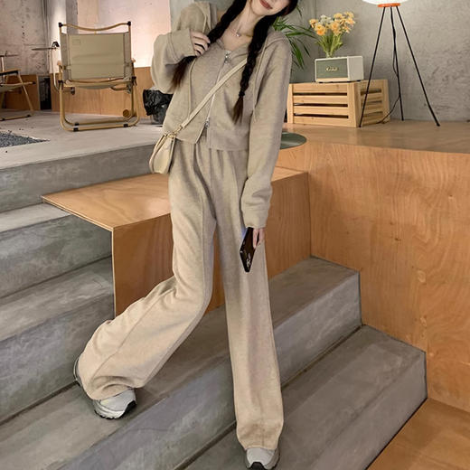 裁缝学苑AS384高级感卫衣运动套装女春秋学生宽松显瘦韩版时尚阔腿裤休闲两件套 商品图4