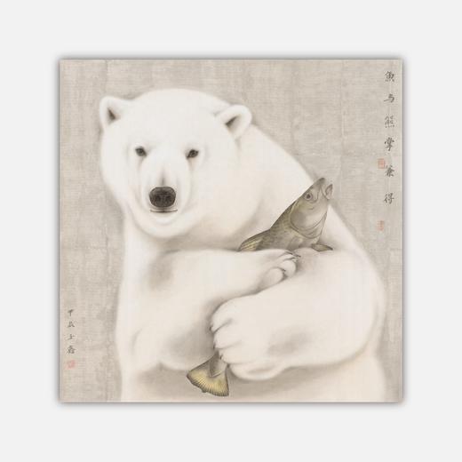 罗玉鑫国画68x68CM《鱼与熊掌》一手绘纸本工笔国画作品[原作编号GH0396] 商品图0