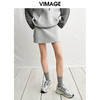 VIMAGE纬漫纪棉质舒适美式休闲百搭灰色短裙半身裙春季新款V2306901 商品缩略图5