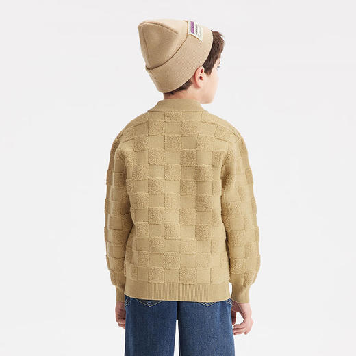 【秒】【特】【MQD】童装男大童冬款棋盘格潮酷半高领套头毛衣 商品图3