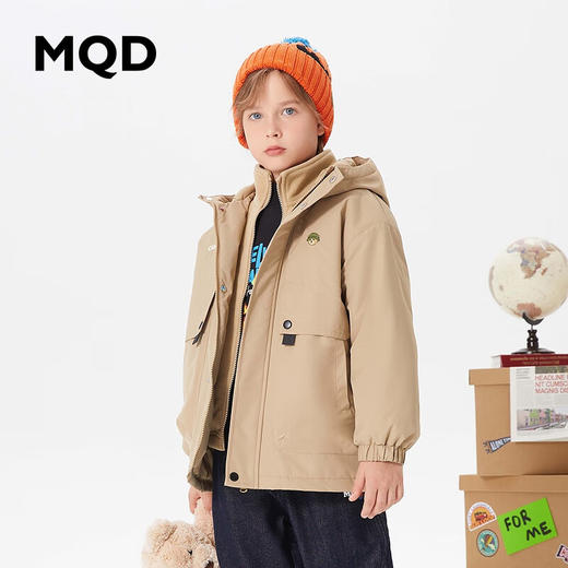 【MQD】童装三防男大童冬新款户外大口袋保暖防风连帽棉服 商品图1
