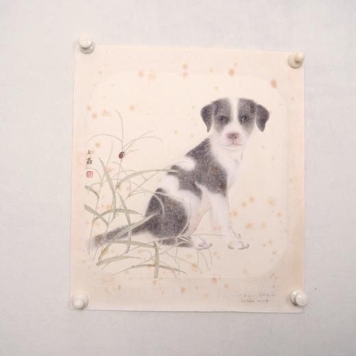 罗玉鑫国画33x33CM《六合之二·戊卯（狗）》一1平尺手绘纸本工笔国画作品[原作编号GH0390] 商品图2