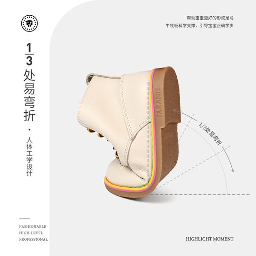 泰兰尼斯秋冬儿童马丁靴高帮白色黑色中大童保暖防滑女童靴子T04D0D0352 商品图8