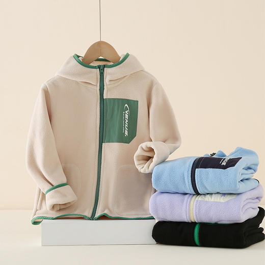 【蓬松轻盈 蓄热保暖】A类 · 儿童摇粒绒连帽外套 户外抓绒衣 商品图3