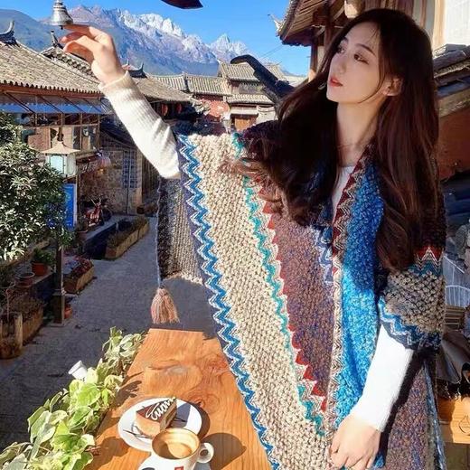 【明星同款披肩女；谁穿都好看！】文艺范十足的民族风披肩，穿上它，仿佛走入丽江大理的童话世界；时尚围巾，让你不再为搭配烦恼！ 商品图6