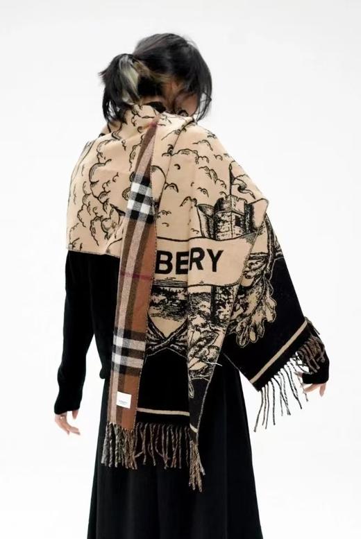 代工厂羊绒羊毛真丝围巾B家双面流苏围巾披肩 商品图4