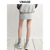VIMAGE纬漫纪棉质舒适美式休闲百搭灰色短裙半身裙春季新款V2306901 商品缩略图4