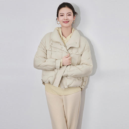 【高货wl】全新升级【铂金会员431/天猫579/差价148】(15222) 洛诗琳秋冬新款高级感保暖面包服时尚立领短款羽绒服 商品图0