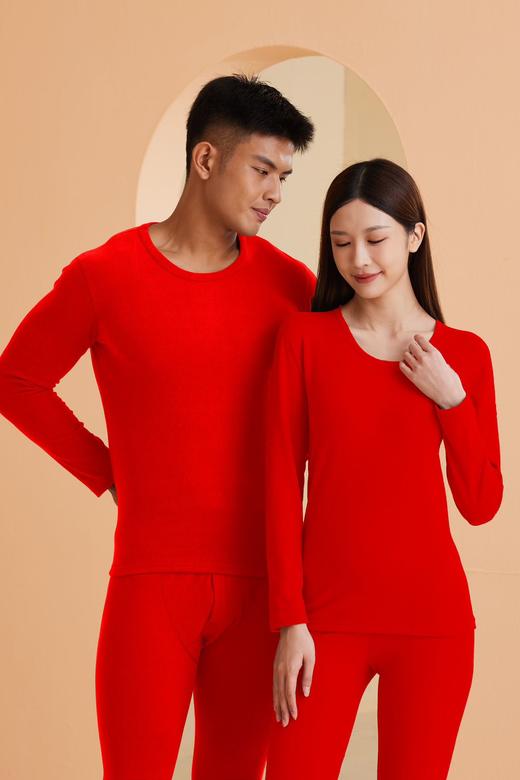 【YW】无忧购情侣纯色简约内搭打底羊绒磨毛大红保暖套装（截单后7天发货) 商品图6