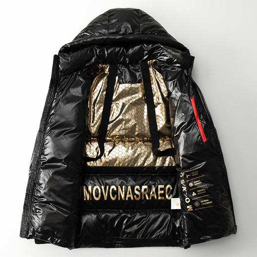 丁摩 290g白鹅绒羽绒服秋冬男女爆款黑金连帽休闲短款外套4ZF-2306 商品图2