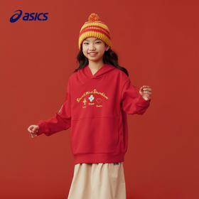 【新年限定】Asics/亚瑟士童装红色卫衣新年图案拜年外出春季T恤