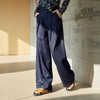 【林栖设计小店】（现货）棉混纺牛仔裤子拼蓝印花布通勤宽松百搭显瘦2025春季新品阔腿裤女1951080-1951080B 商品缩略图0
