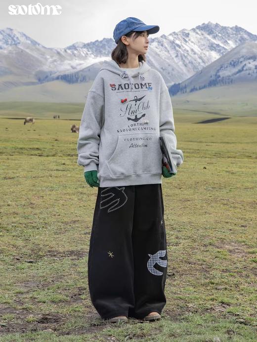 早乙女惠子saotome/STMWY244493/做旧印花蝴蝶结连帽卫衣 商品图1