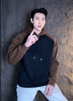 WY503秋冬季新款时尚个性撞色连帽套头卫衣休闲运动宽松百搭上衣