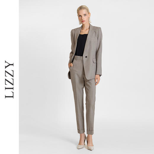 LIZZY早秋通勤简约翻边小脚裤职业西装裤子7713 商品图3