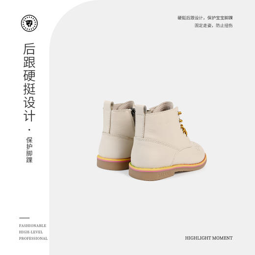 泰兰尼斯秋冬儿童马丁靴高帮白色黑色中大童保暖防滑女童靴子T04D0D0352 商品图7