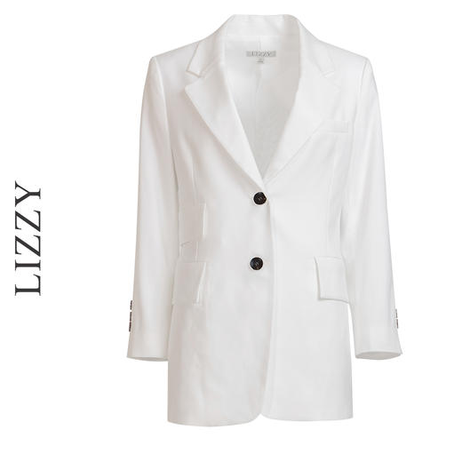 LIZZY早秋高级行政职业女长袖修身开叉OL职业西装白色外套7867 商品图4