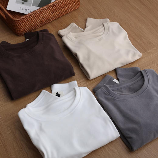 【全国包邮】仟梓赫 双面磨毛打底衫T恤✊ 270g超厚实❗贴肤超柔软 🉑堆积满满的温暖❗质感肉眼可见的好❗单穿内搭都好看～ 外贸大厂出❗定制双面磨毛👌 商品图0