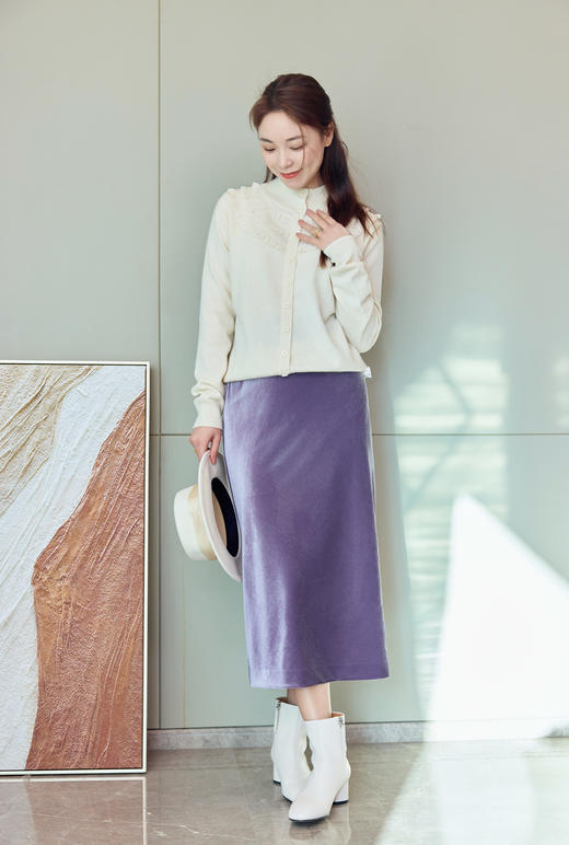法式紫色韵味进口丝绒半裙 商品图1