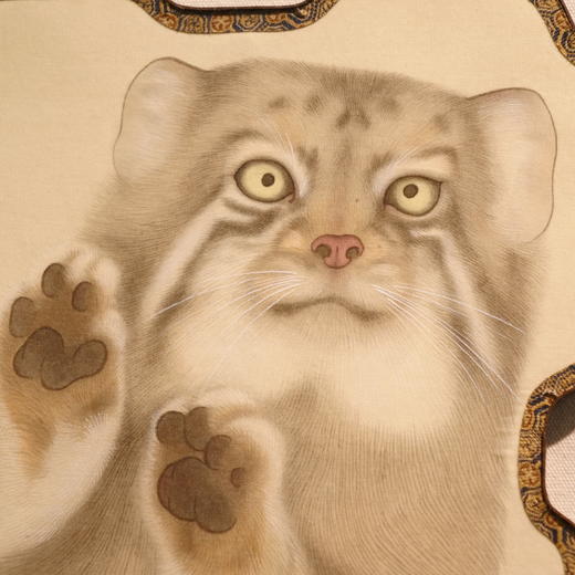 罗玉鑫扇面国画27x27CM《扇面·兔狲（1）》一手绘扇面工笔国画作品[原作编号GH0394] 商品图1