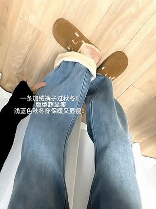 冬季保命神裤👖❗一条过冬巨好穿❗【加绒窄版直筒牛仔裤】秋冬世纪神裤❗软到穿了就不想脱！显腿直显腿细 商品图3
