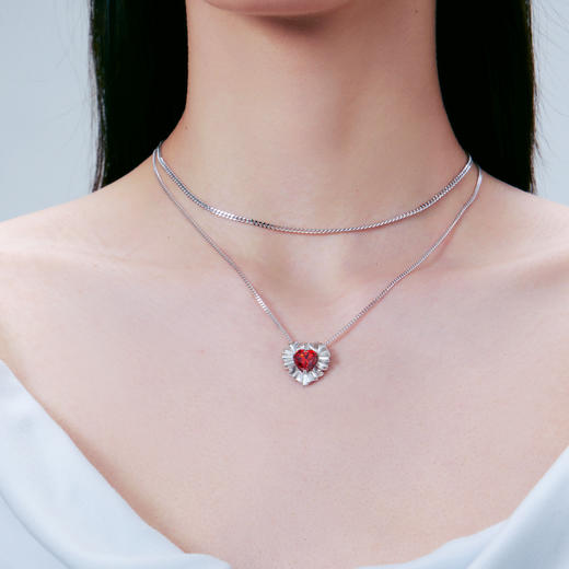 lost in echo2025春夏新款原创高级轻奢爱心形双层925纯银项链女 商品图3