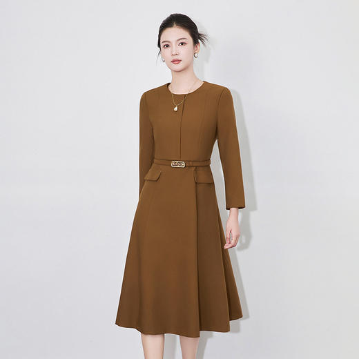 【高货wl】全新升级【铂金会员330/天猫449/差价119】(14912) 洛诗琳秋季时尚优雅气质休闲收腰显瘦系带中长款连衣裙 商品图0