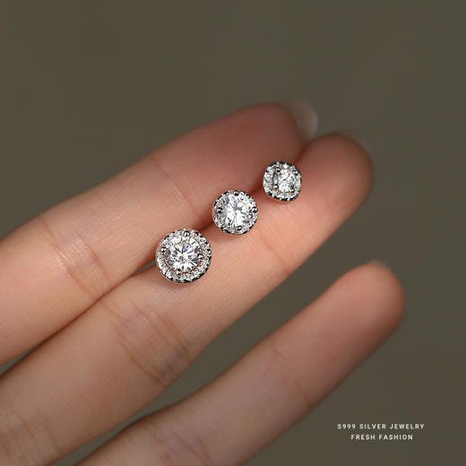 【芮汐】S999银超闪锆石耳钉【YXS-F5848】 商品图0