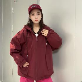 ZB连帽抽绳小字母刺绣夹棉外套（红） 冬季 944010690321