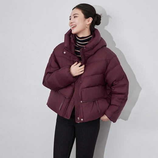 【高货wl】全新升级【铂金会员441/天猫599/差价158】(12337) 洛诗琳高级感时尚通勤连帽抽绳皮标加厚暖冬面包羽绒服 商品图0